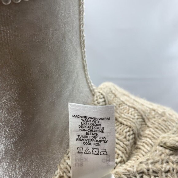 Color Block Turned Down Collar Fringed Cardigan Sweater Button Front Tan Brown S - Picture 8 of 8